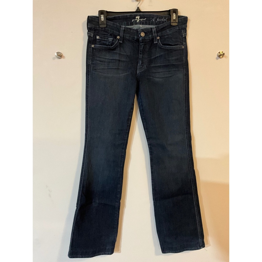 7 For All Mankind A Pocket Flare Jeans Dark Wash Denim Blue Women Size 28